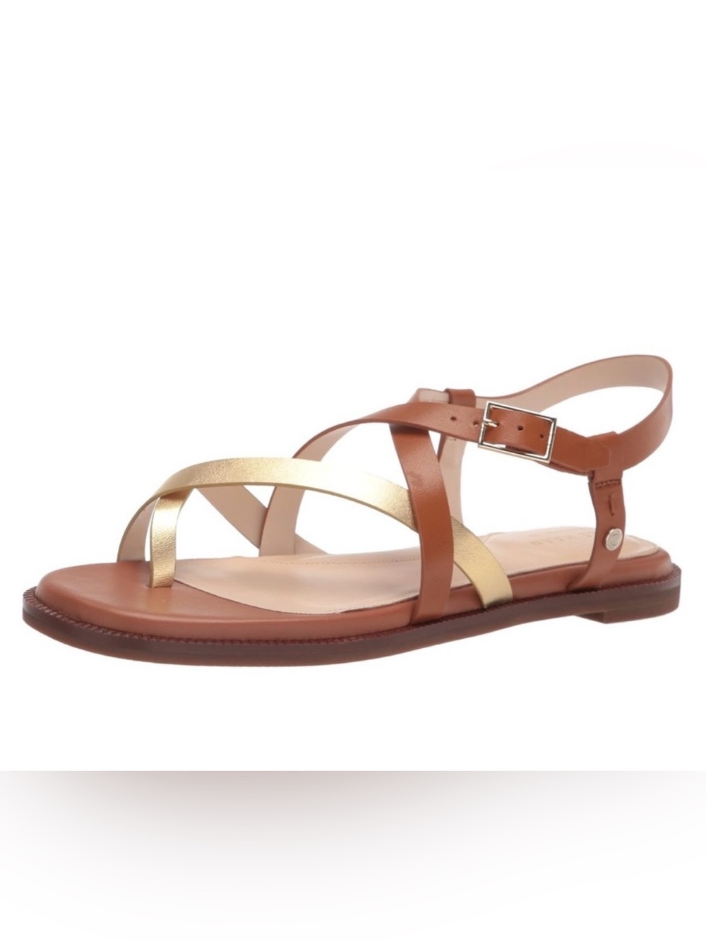 Cole Haan Wilma Gold and Brown Strappy Leather Sandals, size 9